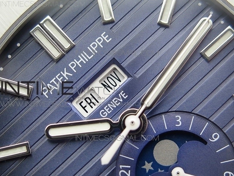 NAUTILUS 5726 SS GRF 1:1 BEST EDITION BLUE DIAL WORKING ANNUAL CALENDARON BLUE LEATHER STARP A.324 V2